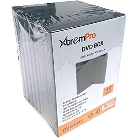 Xtrempro Xtrempro 11083 CD DVD Blu-Ray Jewel Storage Replacement Box; Black - 4 Disc Spac per Case - Pack of 10 11083